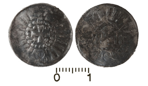 Deutsche Münze gefunden in der Wikingerburg Nonnebakken