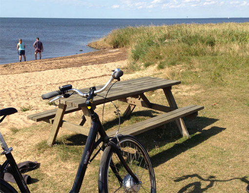 Am Hemmet Strand mit dem Fahrrad