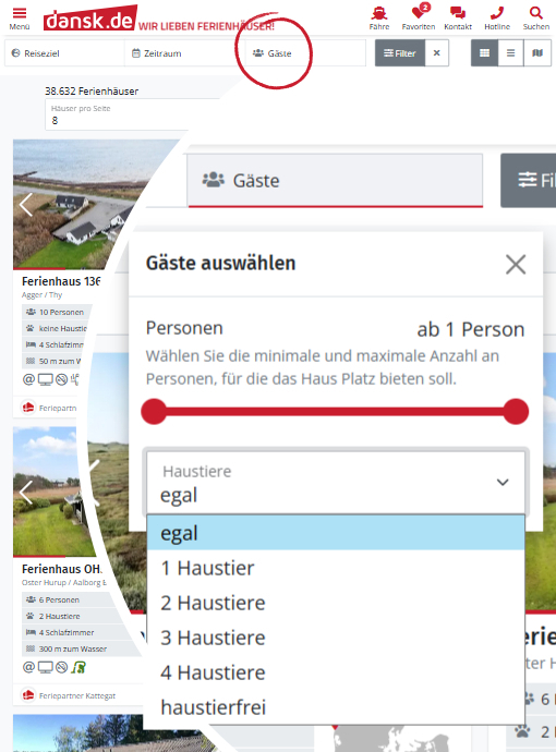 Anzahl der Haustiere unter dem Punkt „Gäste“
