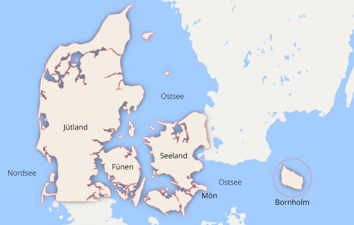 Landkarte von Dänemark