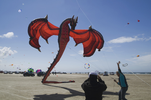 Drachenfestival auf Fanø am Strand