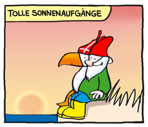 Gunga Comic: Am Ferienhaus Sonnenaufgänge beobachten