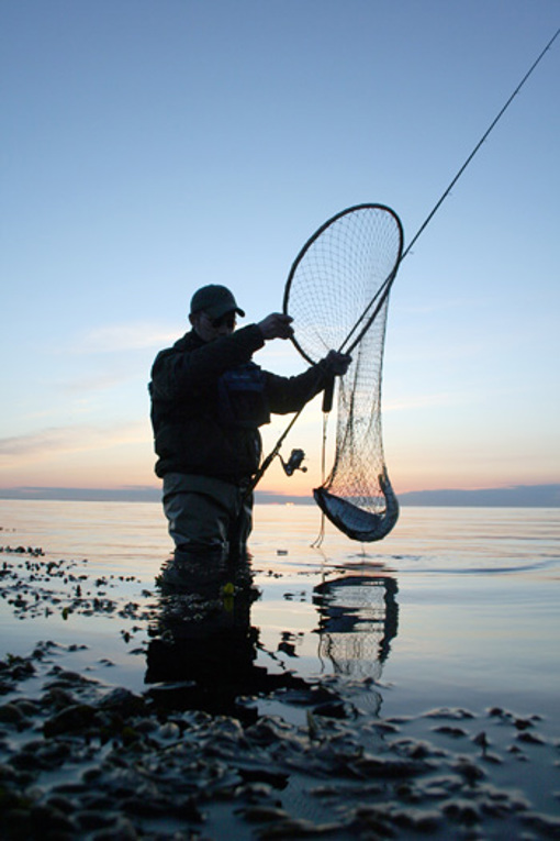 Angler mit Netz